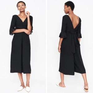 William Okpo Womens Ms. Pope Silk Jumpsuit Size 4 Black Minimalist Wide-Leg